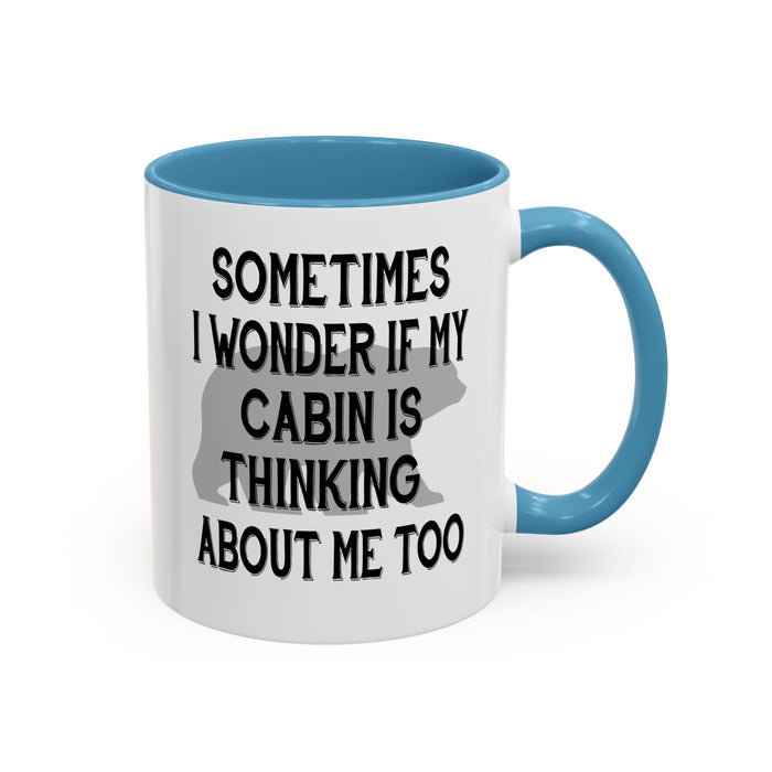 Coffee Mug, Cabin Thinking About Me, Bear Gift, Funny Tea Cup, Novelty Drinkware, Cute Bear Mug, Country Bear Cabin Cup, Gift