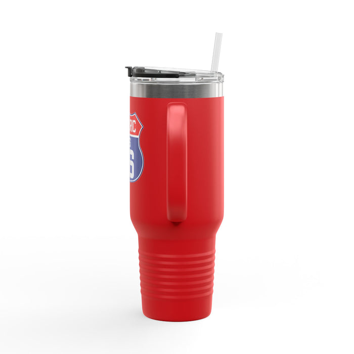 Route 66 Shield Insulated Travel Mug - Patriotic Red White Blue Decor Insulated Travel Mug, 40oz