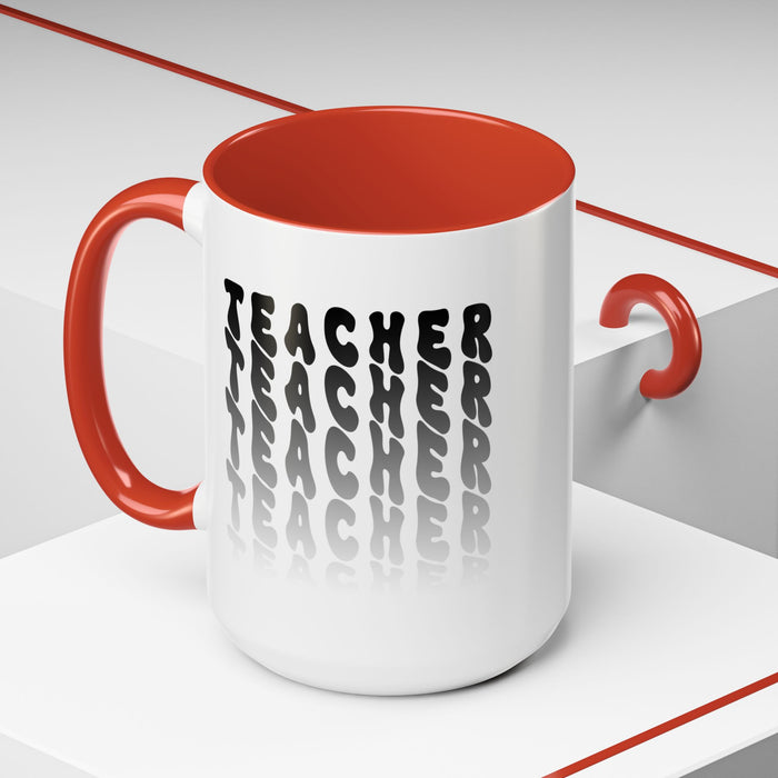 Mug -Teacher in Wavy Black Gradient Text, Gift for Teachers