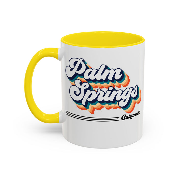 Coffee Mug, Palm Springs Retro 80s Vibe Big Text, Tea Cup, Hot Chocolate Mug, Unique Gift for Palm Spring Lovers, Birthday Gift for Coffee