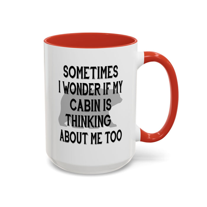 Coffee Mug, Cabin Thinking About Me, Bear Gift, Funny Tea Cup, Novelty Drinkware, Cute Bear Mug, Country Bear Cabin Cup, Gift