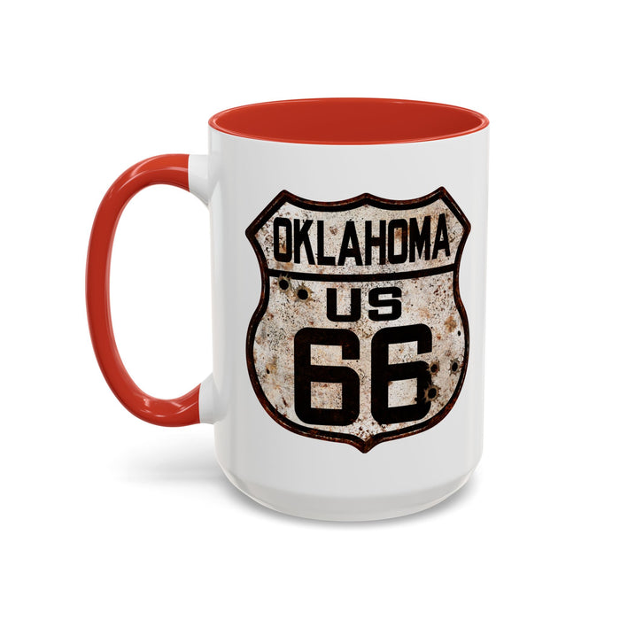 Mug Vintage Rusty Route 66 Highway Shield Oklahoma Route 66 Gift 11oz, 15oz