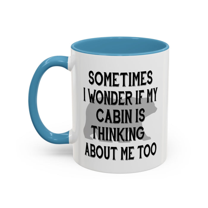 Coffee Mug, Cabin Thinking About Me, Bear Gift, Funny Tea Cup, Novelty Drinkware, Cute Bear Mug, Country Bear Cabin Cup, Gift