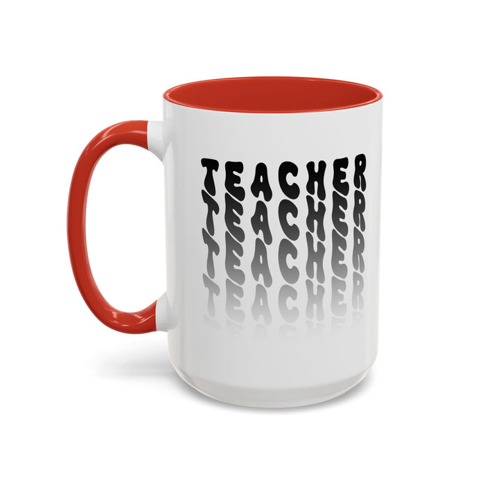 Mug -Teacher in Wavy Black Gradient Text, Gift for Teachers