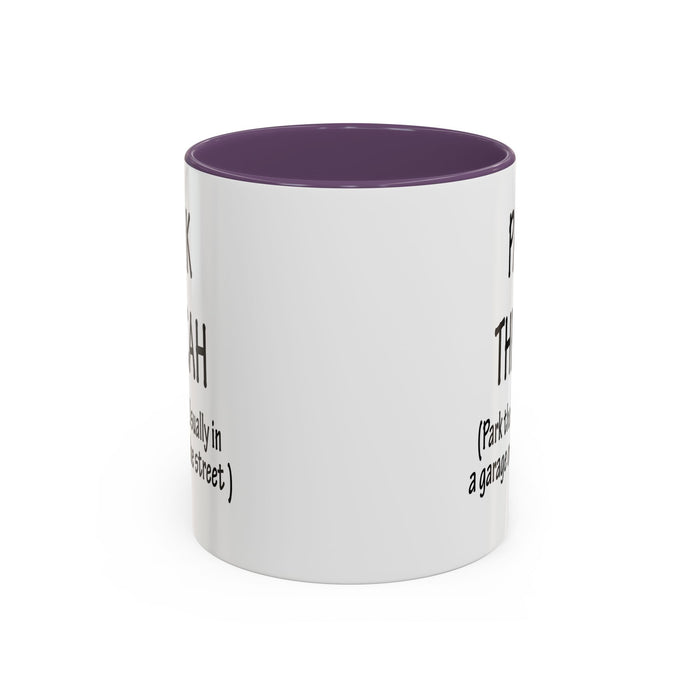 Accent Coffee Mug, Boston Pahk the Cah Funny Gift, Massachusetts Souvenir Cup, Tea Drinker Present, Office Desk Decor, Unique White Ceramic