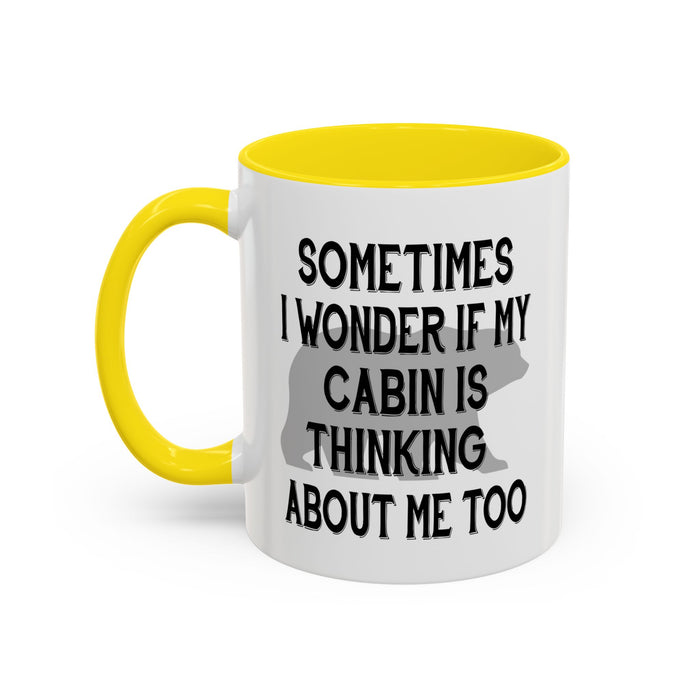 Coffee Mug, Cabin Thinking About Me, Bear Gift, Funny Tea Cup, Novelty Drinkware, Cute Bear Mug, Country Bear Cabin Cup, Gift