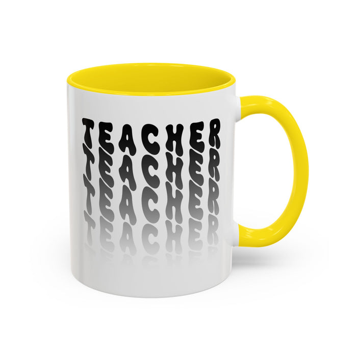 Mug -Teacher in Wavy Black Gradient Text, Gift for Teachers