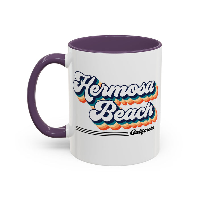 Coffee Mug, Hermosa Beach Retro 80s Vibe Big Text, Tea Cup, Hot Chocolate Mug, Unique Gift for Beach Lovers, Birthday Gift for Coffee