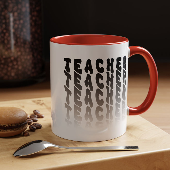 Mug -Teacher in Wavy Black Gradient Text, Gift for Teachers