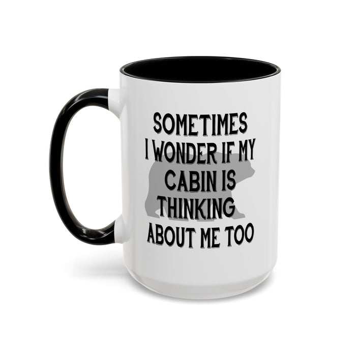 Coffee Mug, Cabin Thinking About Me, Bear Gift, Funny Tea Cup, Novelty Drinkware, Cute Bear Mug, Country Bear Cabin Cup, Gift
