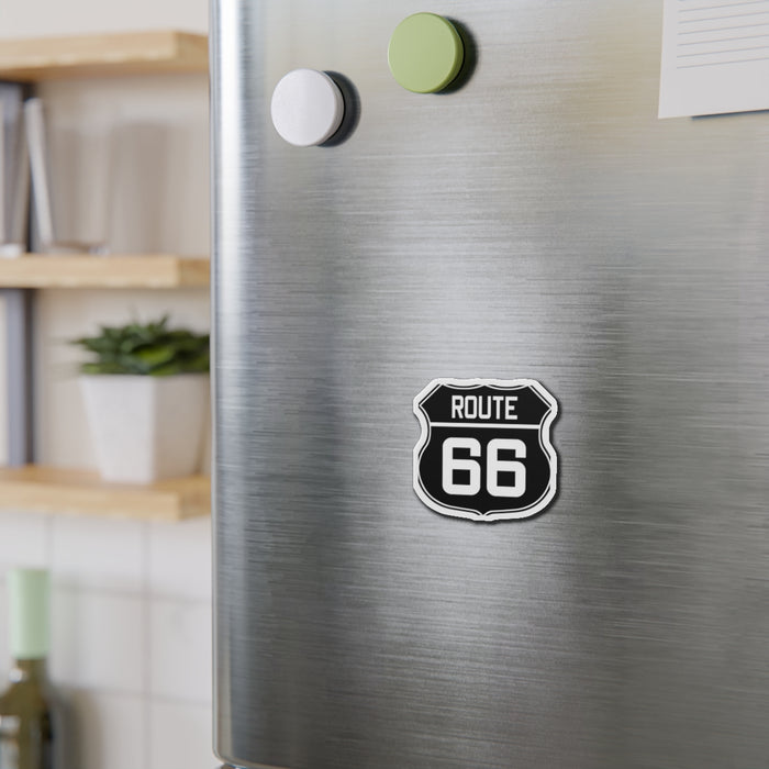 Die-Cut Magnet - Black and White Route 66 Shield