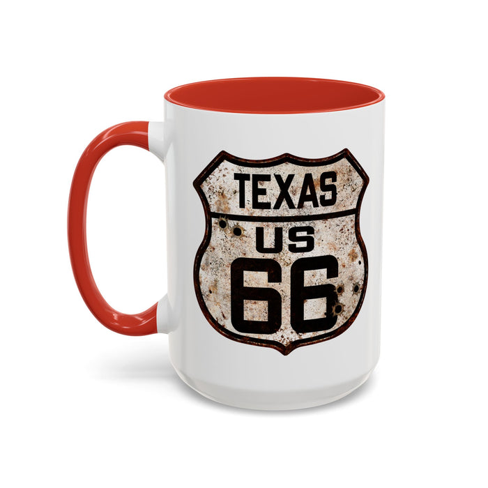 Mug Vintage Rusty Route 66 Highway Shield Texas Route 66 Gift 11oz, 15oz