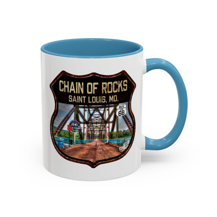Mug Chain of Rocks Bridge Route 66 Shield Illinois 11oz