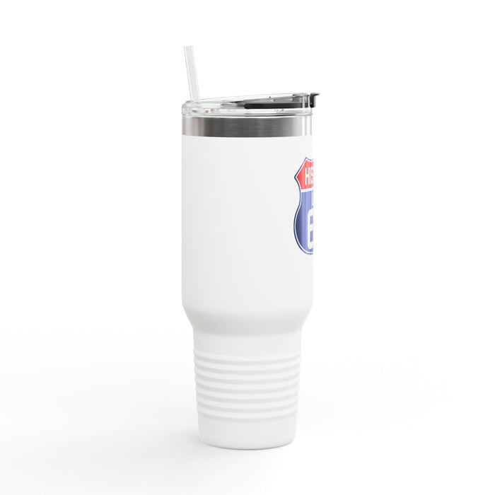 Route 66 Shield Insulated Travel Mug - Patriotic Red White Blue Decor Insulated Travel Mug, 40oz