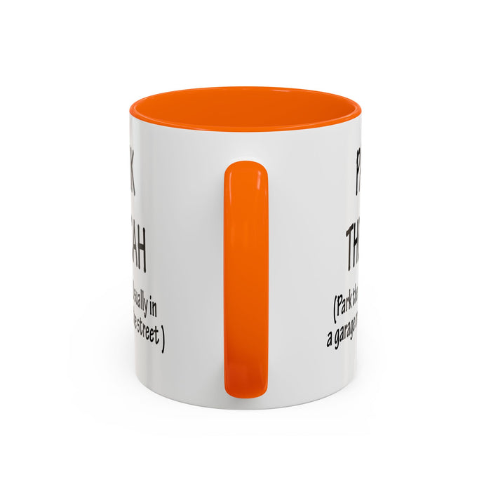 Accent Coffee Mug, Boston Pahk the Cah Funny Gift, Massachusetts Souvenir Cup, Tea Drinker Present, Office Desk Decor, Unique White Ceramic