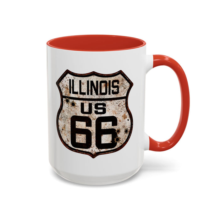 Mug Vintage Rusty Route 66 Highway Shield Illinois Route 66 Gift 11oz, 15oz