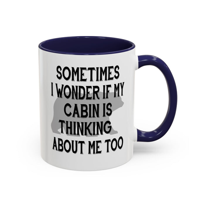 Coffee Mug, Cabin Thinking About Me, Bear Gift, Funny Tea Cup, Novelty Drinkware, Cute Bear Mug, Country Bear Cabin Cup, Gift