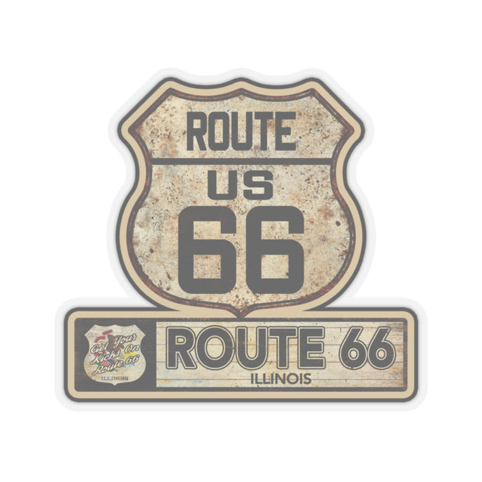 Vintage Illinois Route 66 Shield Sticker - Travel Souvenir Kiss-Cut Stickers