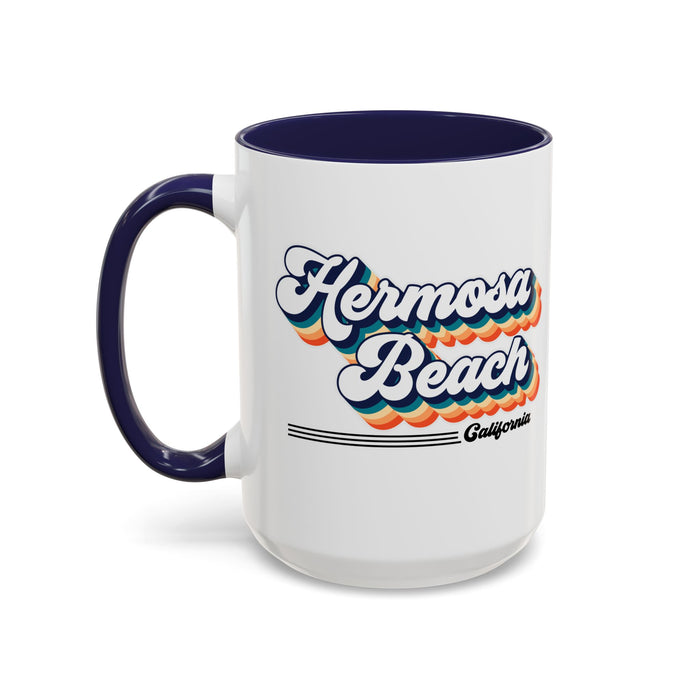 Coffee Mug, Hermosa Beach Retro 80s Vibe Big Text, Tea Cup, Hot Chocolate Mug, Unique Gift for Beach Lovers, Birthday Gift for Coffee