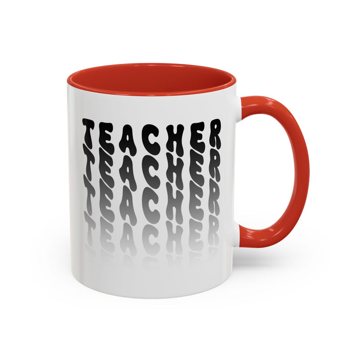 Mug -Teacher in Wavy Black Gradient Text, Gift for Teachers