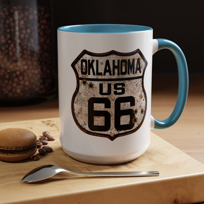Mug Vintage Rusty Route 66 Highway Shield Oklahoma Route 66 Gift 11oz, 15oz