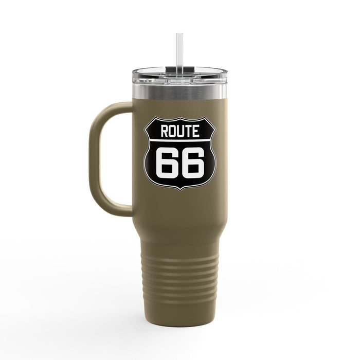 Route 66 Shield Insulated Travel Mug - Black and White Route 66 Shield Insulated Travel Mug, 40oz