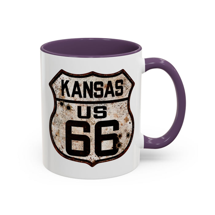 Mug Vintage Rusty Route 66 Highway Shield Kansas Route 66 Gift 11oz, 15oz