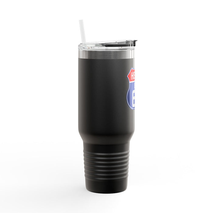 Route 66 Shield Insulated Travel Mug - Patriotic Red White Blue Decor Insulated Travel Mug, 40oz