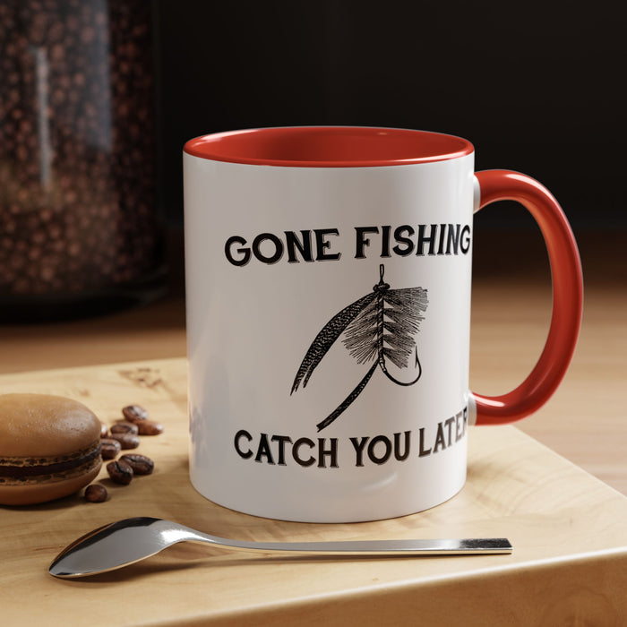Coffee Mug, Gone Fishing Gift for Dad or Grandpa, Fly Fishing Mug