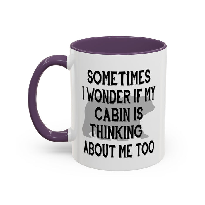 Coffee Mug, Cabin Thinking About Me, Bear Gift, Funny Tea Cup, Novelty Drinkware, Cute Bear Mug, Country Bear Cabin Cup, Gift