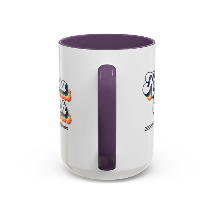 Coffee Mug, Hermosa Beach Retro 80s Vibe Big Text, Tea Cup, Hot Chocolate Mug, Unique Gift for Beach Lovers, Birthday Gift for Coffee