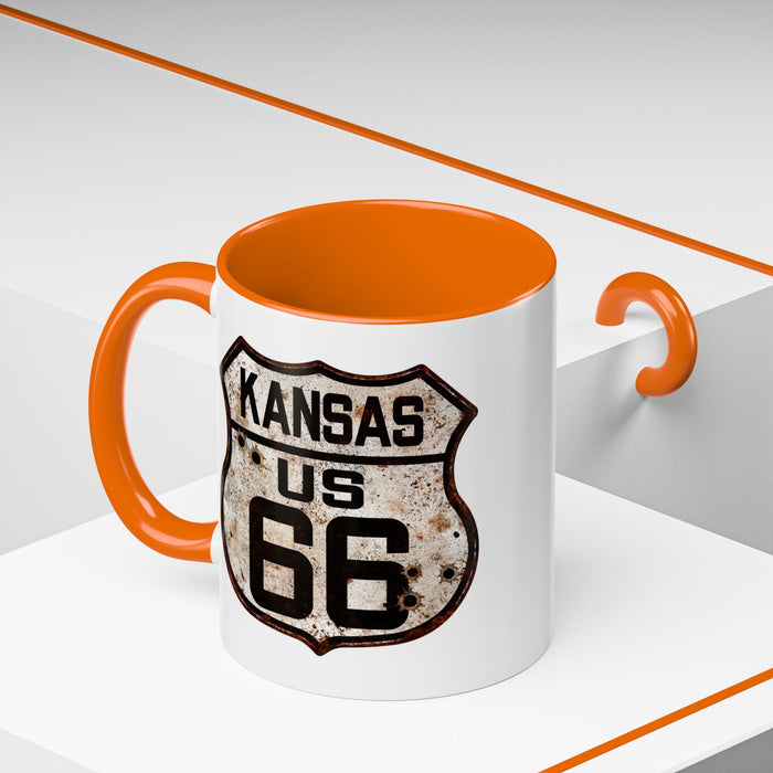 Mug Vintage Rusty Route 66 Highway Shield Kansas Route 66 Gift 11oz, 15oz