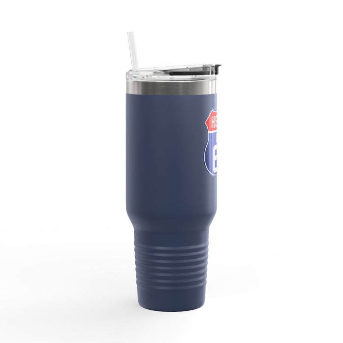 Route 66 Shield Insulated Travel Mug - Patriotic Red White Blue Decor Insulated Travel Mug, 40oz