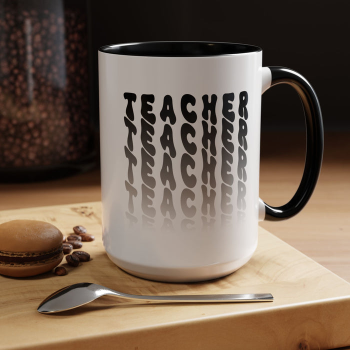 Mug -Teacher in Wavy Black Gradient Text, Gift for Teachers