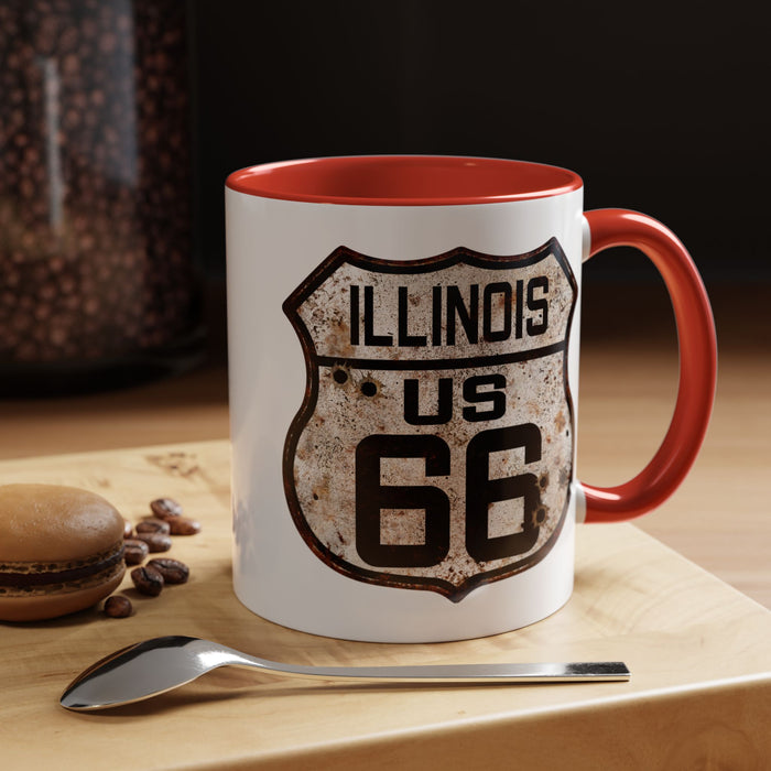 Mug Vintage Rusty Route 66 Highway Shield Illinois Route 66 Gift 11oz, 15oz