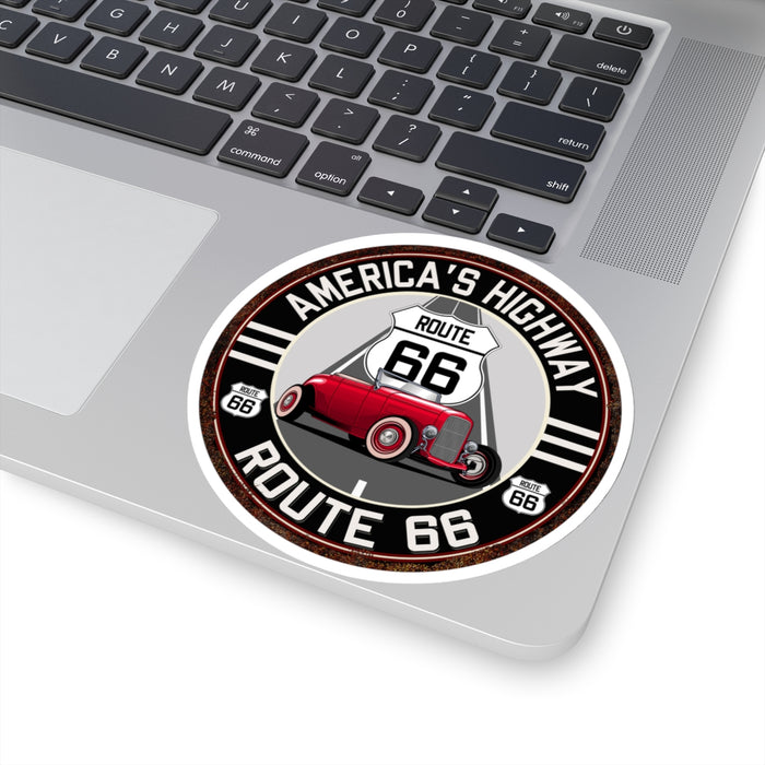 Sticker Vintage America's Highway Route 66 Round Kiss-Cut Stickers