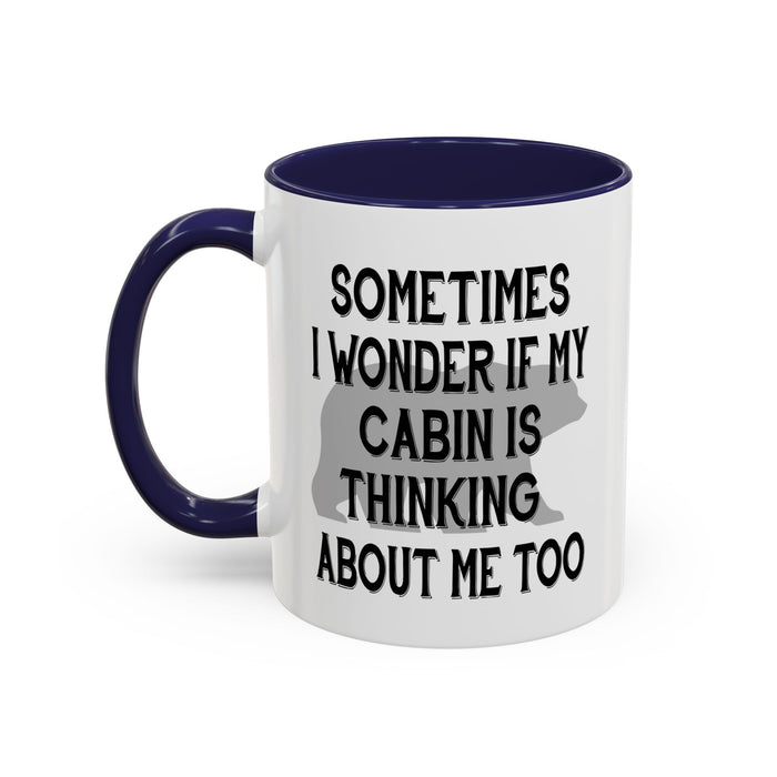 Coffee Mug, Cabin Thinking About Me, Bear Gift, Funny Tea Cup, Novelty Drinkware, Cute Bear Mug, Country Bear Cabin Cup, Gift