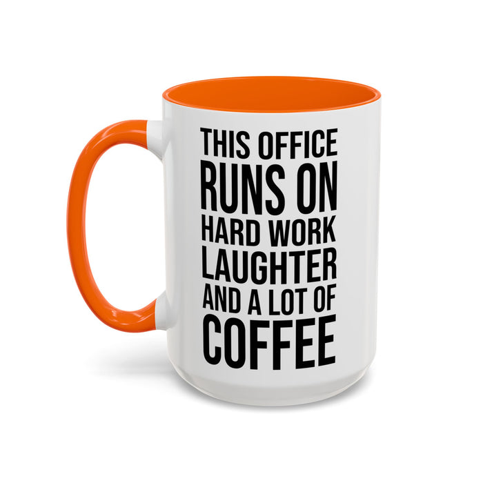 Office Coffee Mug, Runs on Coffee, Gift for him / her, Colleague Mug, Gift Idea for Office Workers, Office Mug, Colleague Gift Mug A0022-002 Accent Coffee Mug (11, 15oz)