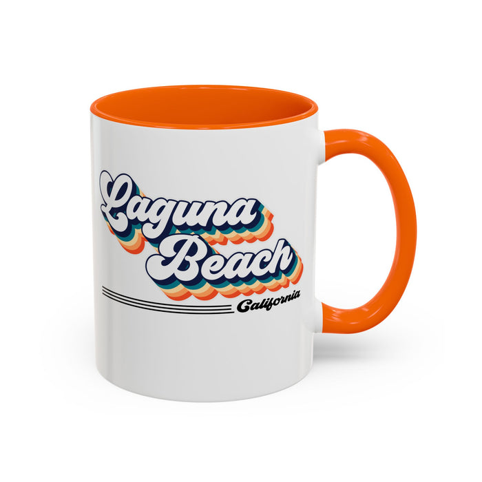 Coffee Mug, Laguna Beach Retro 80s Vibe Big Text, Tea Cup, Hot Chocolate Mug, Unique Gift for Beach Lovers, Birthday Gift for Coffee