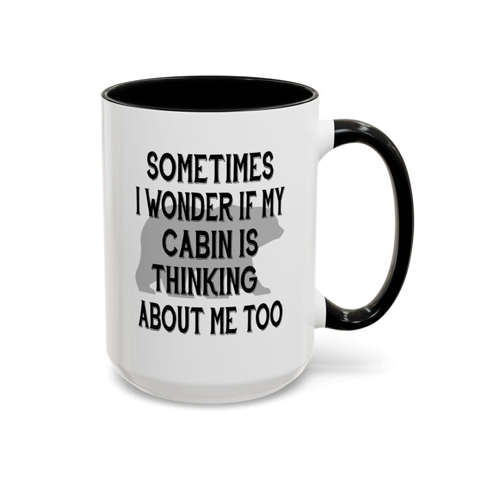 Coffee Mug, Cabin Thinking About Me, Bear Gift, Funny Tea Cup, Novelty Drinkware, Cute Bear Mug, Country Bear Cabin Cup, Gift