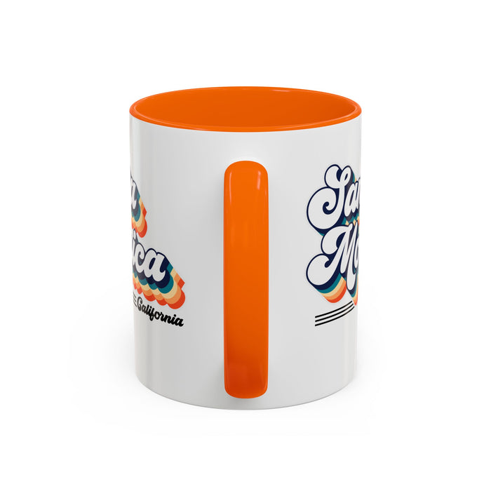 Coffee Mug, Santa Monica Retro 80s Vibe Big Text, Tea Cup, Hot Chocolate Mug, Unique Gift for Beach Lovers, Birthday Gift for Coffee