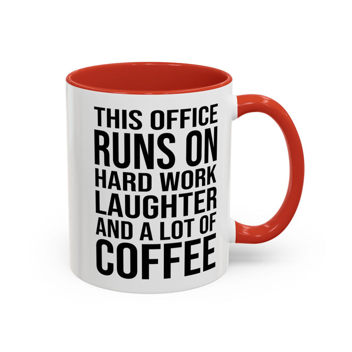 Office Coffee Mug, Runs on Coffee, Gift for him / her, Colleague Mug, Gift Idea for Office Workers, Office Mug, Colleague Gift Mug A0022-002 Accent Coffee Mug (11, 15oz)