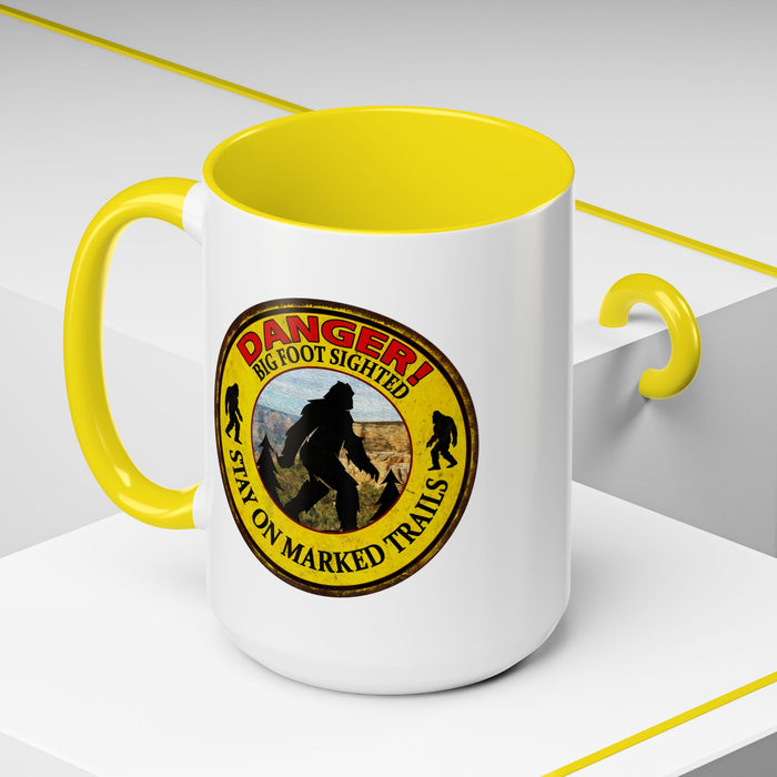 Big Foot Mug Danger Big Foot Sighted - Funny Yeti Gift Accent Coffee Mug (11, 15oz)