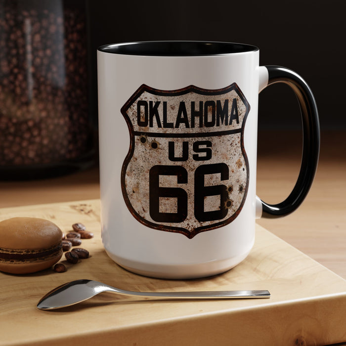 Mug Vintage Rusty Route 66 Highway Shield Oklahoma Route 66 Gift 11oz, 15oz
