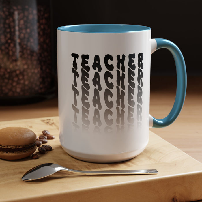 Mug -Teacher in Wavy Black Gradient Text, Gift for Teachers