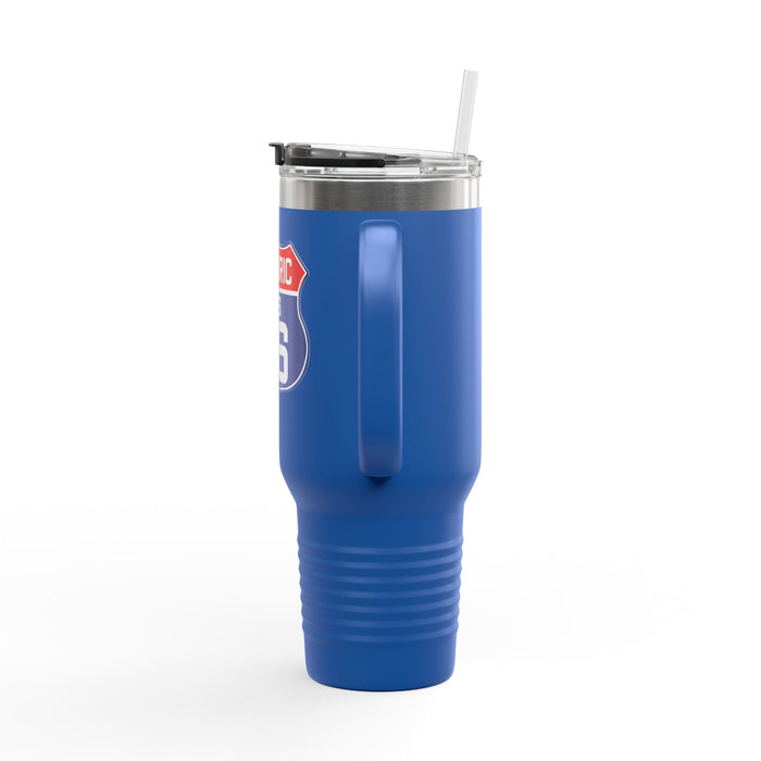 Route 66 Shield Insulated Travel Mug - Patriotic Red White Blue Decor Insulated Travel Mug, 40oz