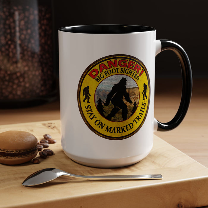 Big Foot Mug Danger Big Foot Sighted - Funny Yeti Gift Accent Coffee Mug (11, 15oz)