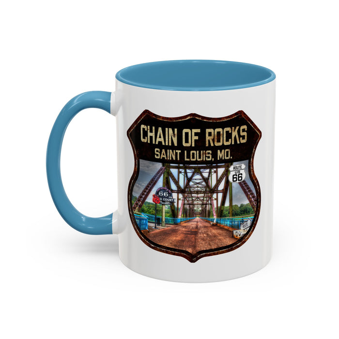 Mug Chain of Rocks Bridge Route 66 Shield Illinois 11oz