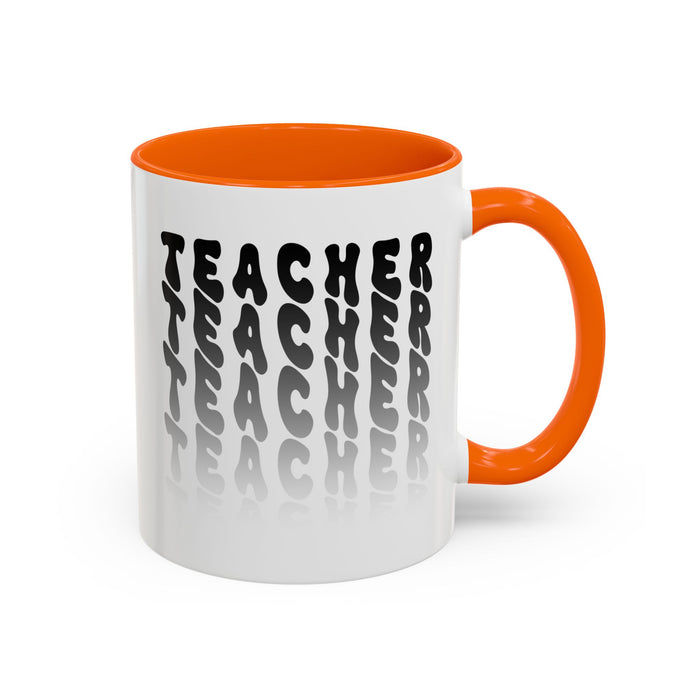Mug -Teacher in Wavy Black Gradient Text, Gift for Teachers