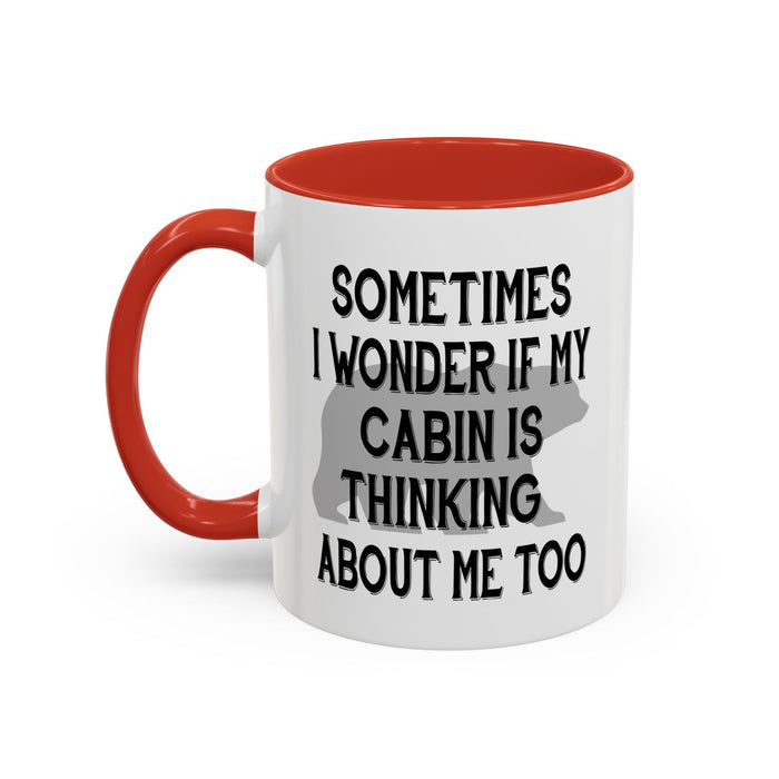 Coffee Mug, Cabin Thinking About Me, Bear Gift, Funny Tea Cup, Novelty Drinkware, Cute Bear Mug, Country Bear Cabin Cup, Gift